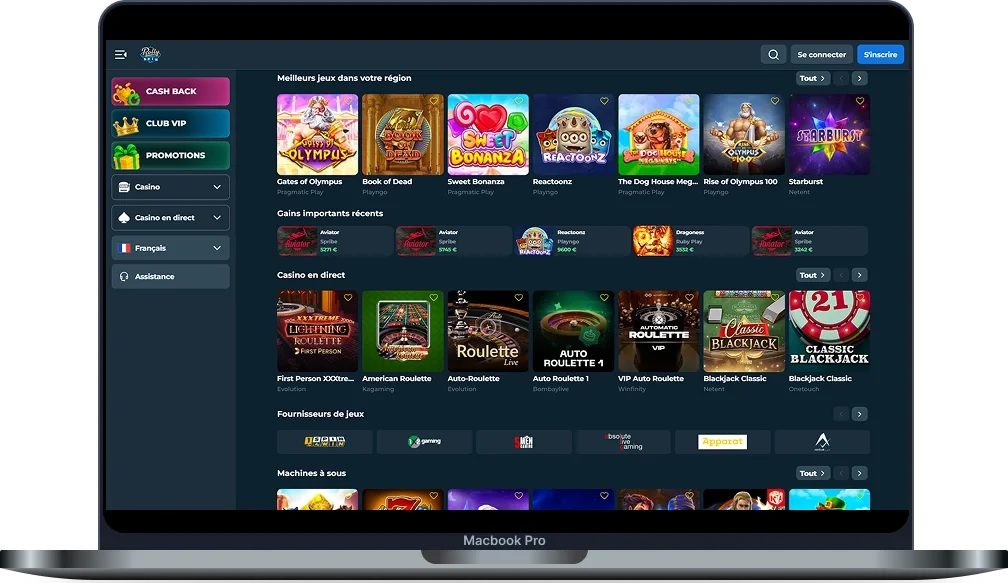 RollySpin Casino Page d'accueil