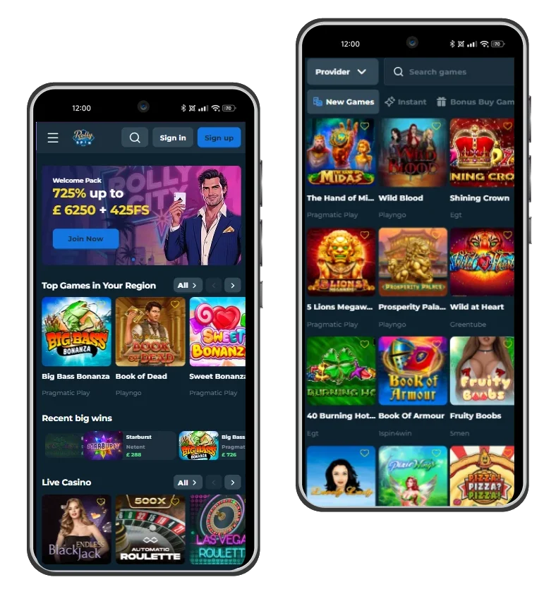 rollyspin casino mobile version