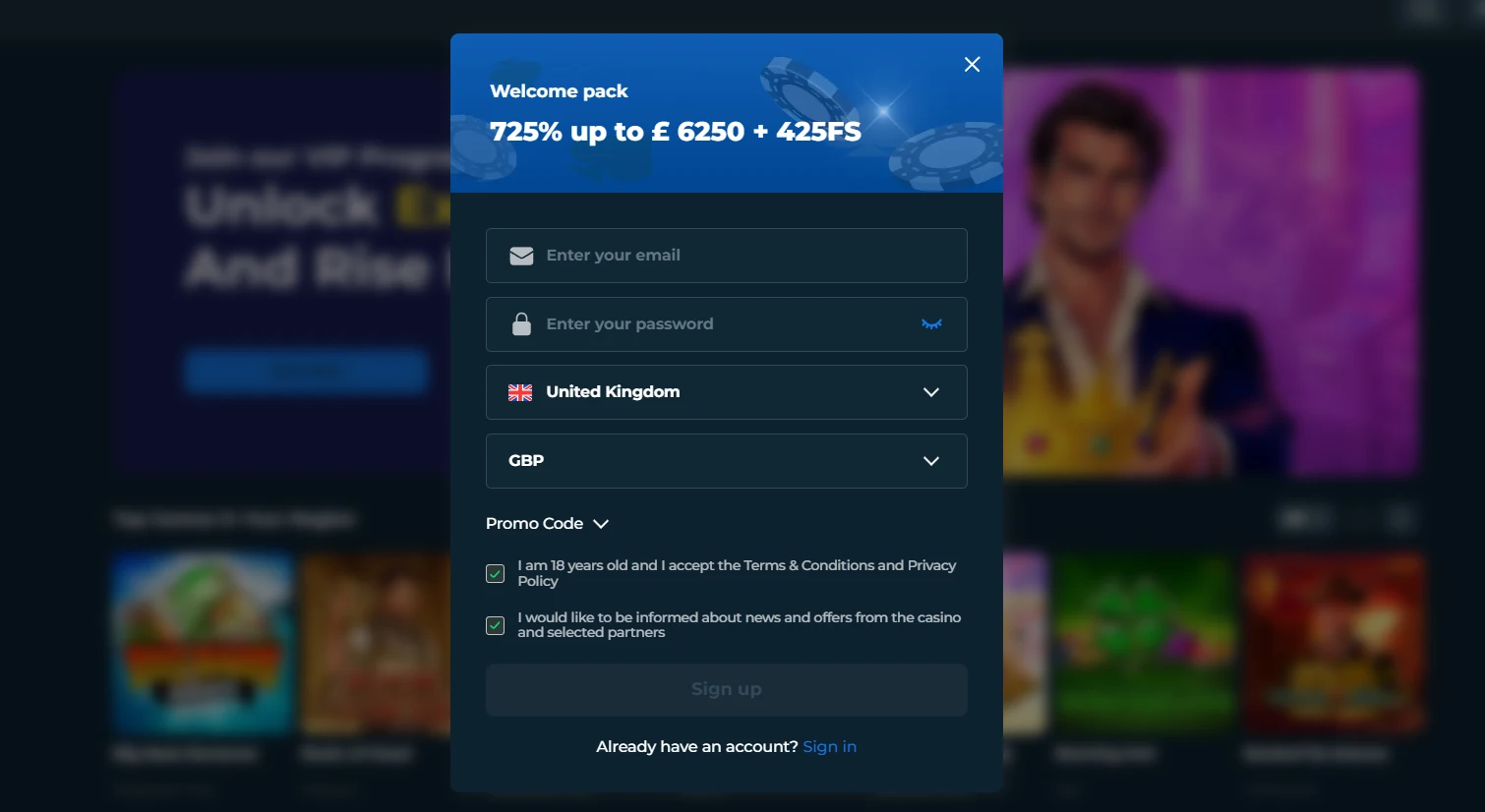 rollyspin casino register